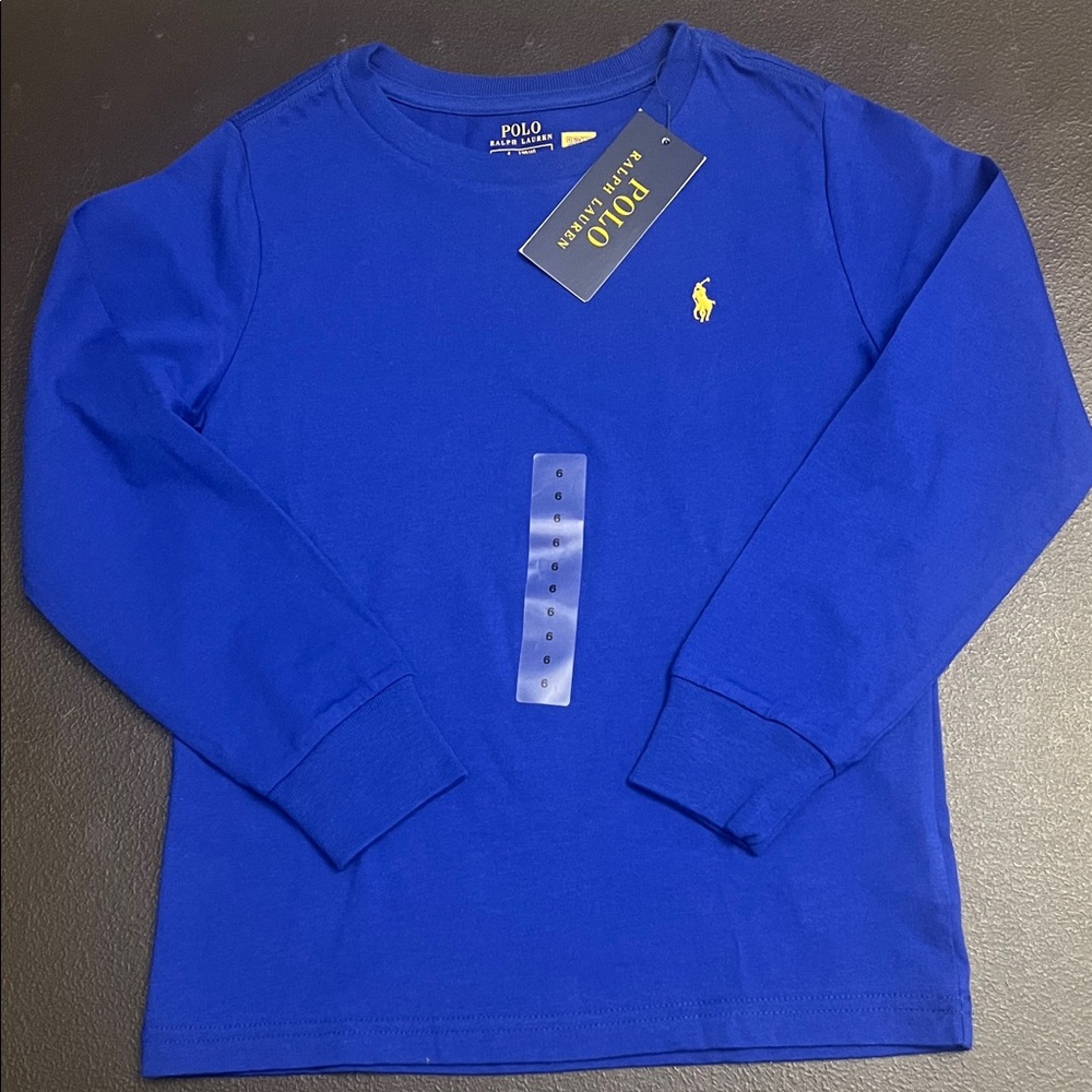 Polo by Ralph Lauren Long-Sleeve Tee in Bright Blue with Yellow Pony
